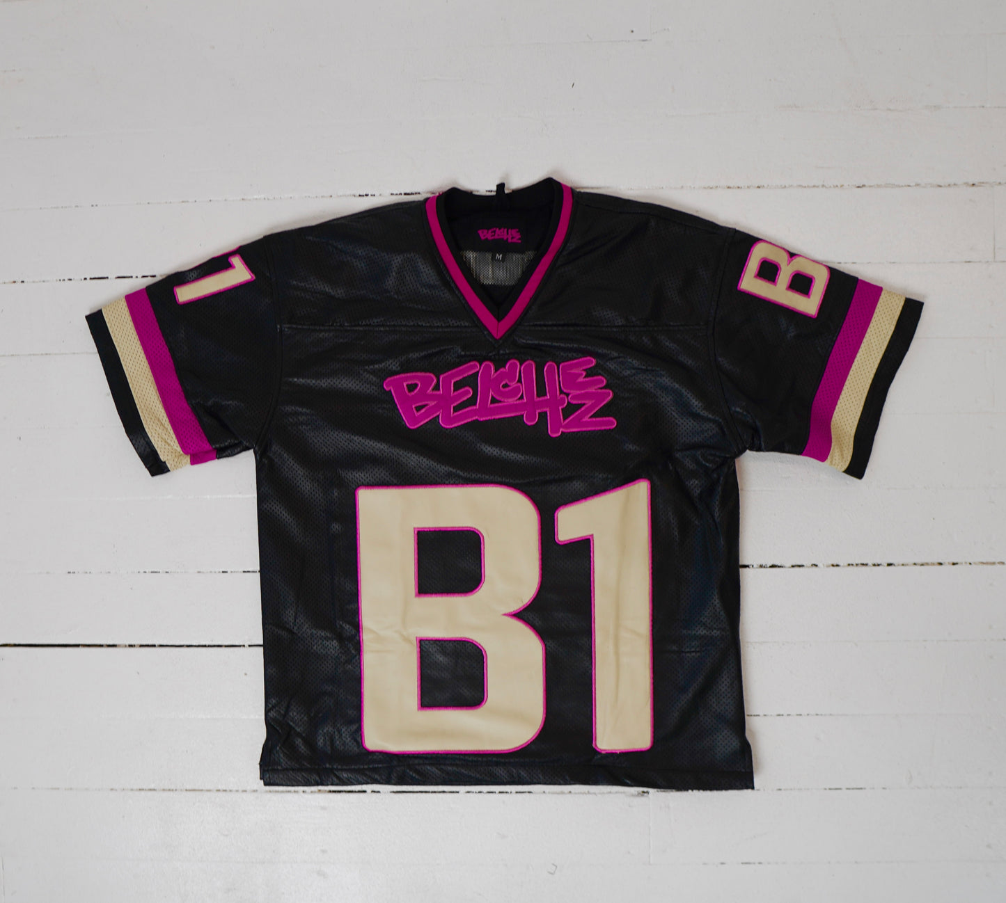 Black Leather Football Jersey