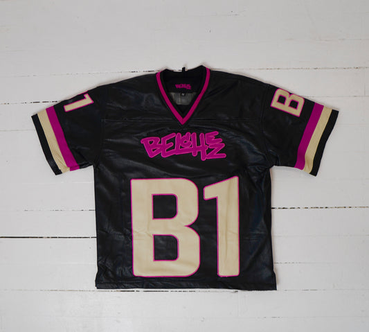 Black Leather Football Jersey